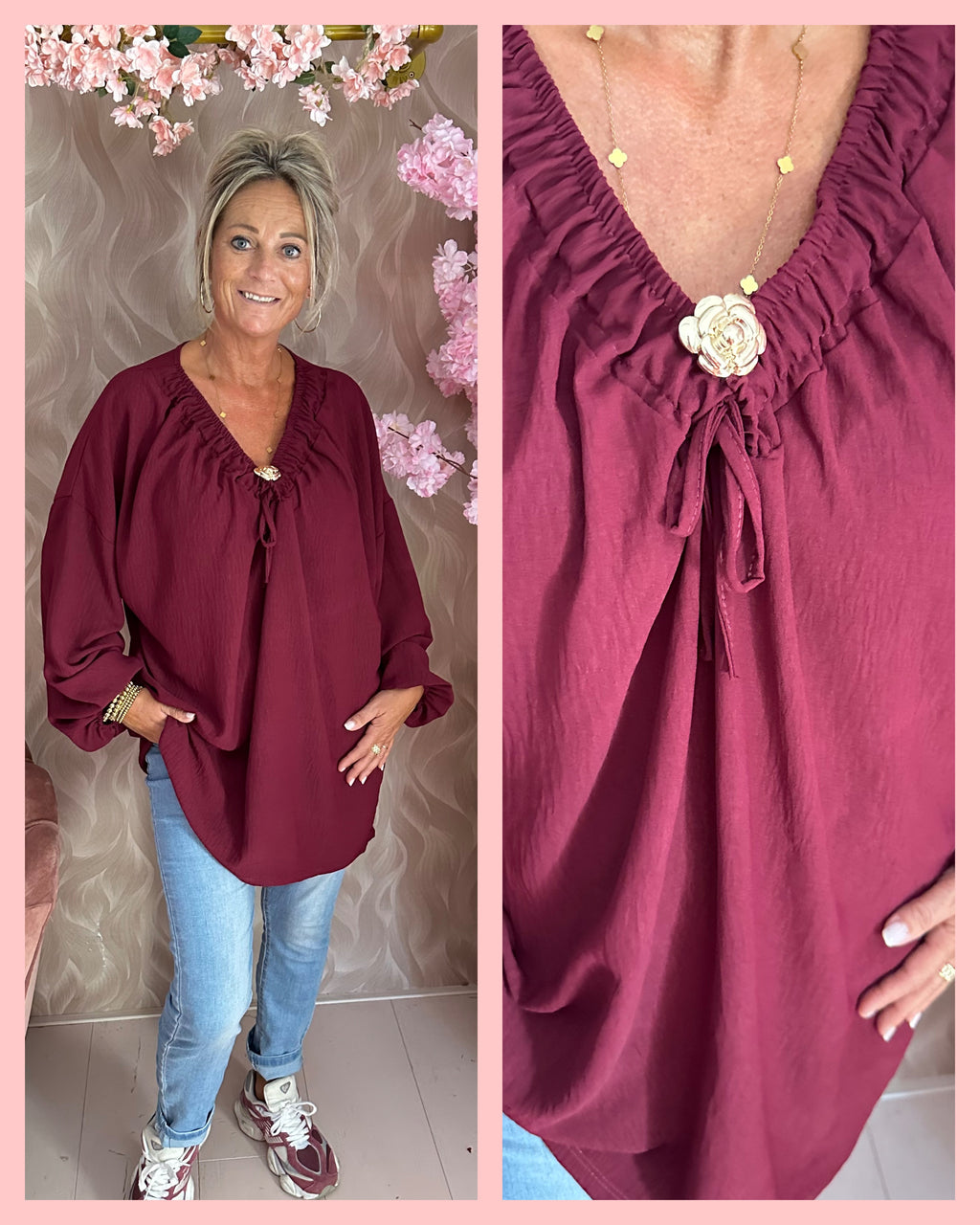 BLOUSE ROSE 🌹 BORDEAUX 🌹 𝐀𝐀𝐍𝐁𝐈𝐄𝐃𝐈𝐍𝐆