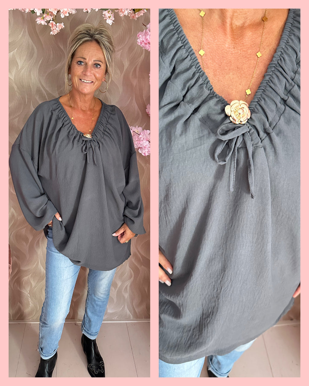 BLOUSE ROSE 🌹 GRIJS 🌹 𝐀𝐀𝐍𝐁𝐈𝐄𝐃𝐈𝐍𝐆