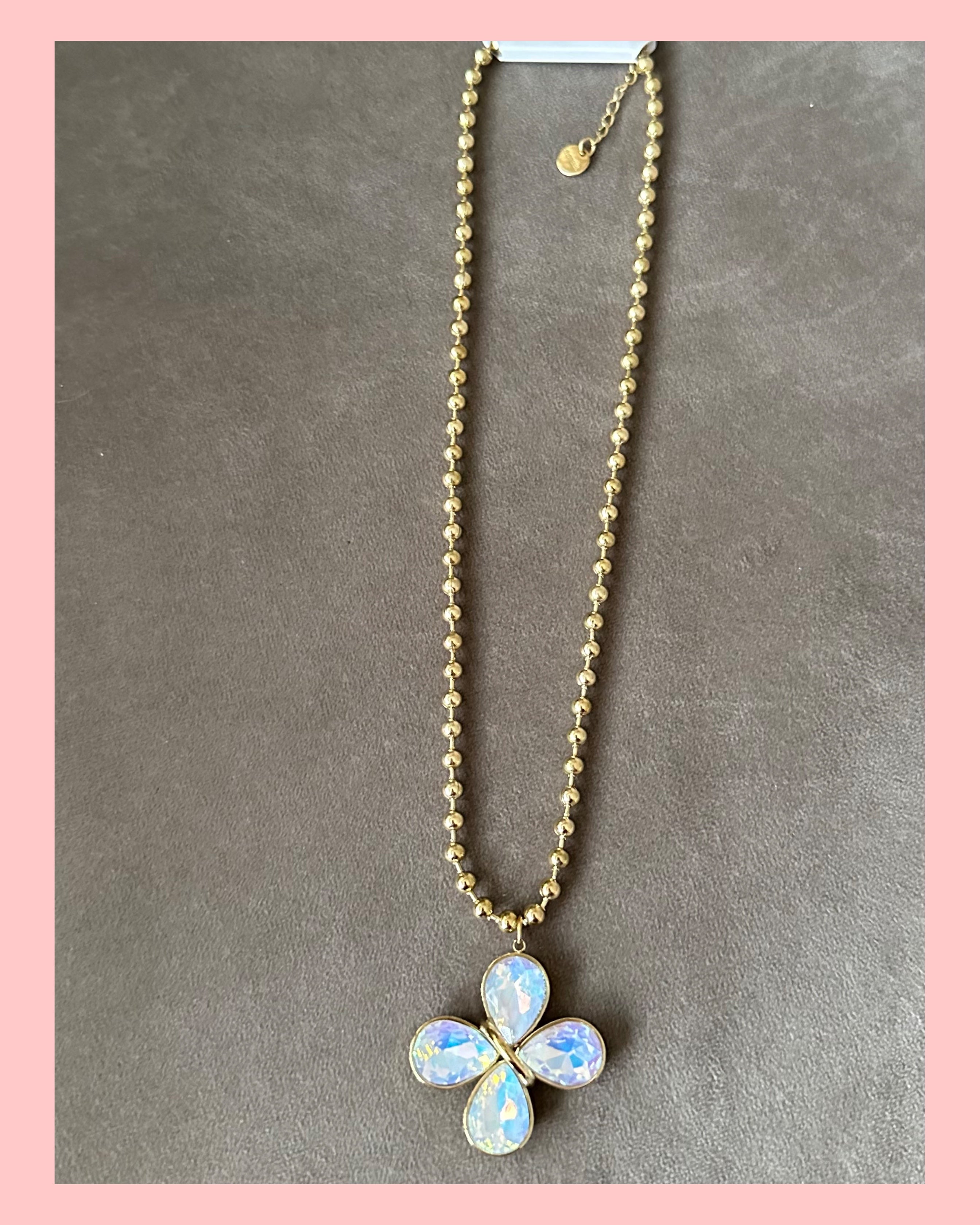 CRYSTAL CLOVER KETTING GOUD