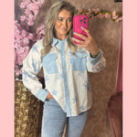 S WOMAN JEANS BLOUSE FLOWERS