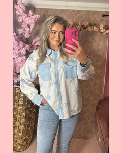 S WOMAN JEANS BLOUSE FLOWERS