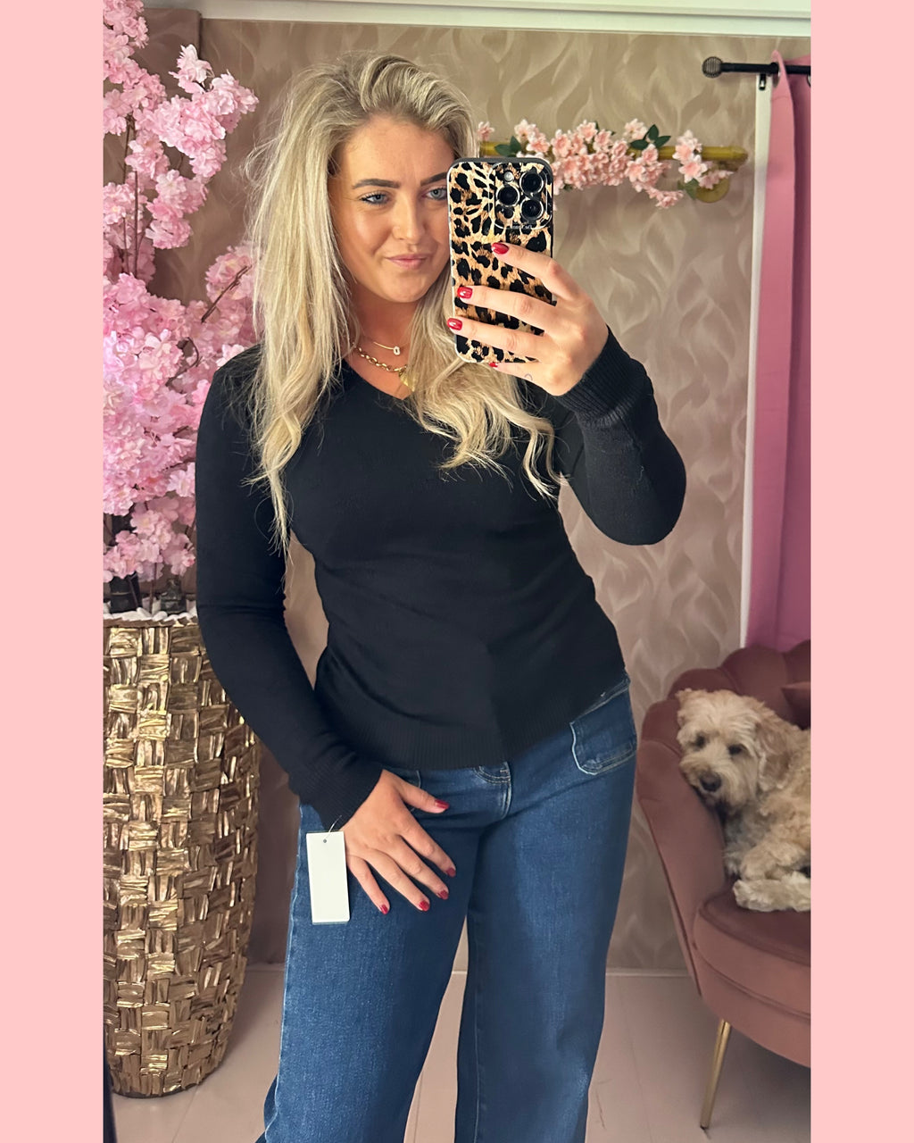 BASIS V HALS TRUITJE LANGE MOUW ZWART •• AANBIEDING