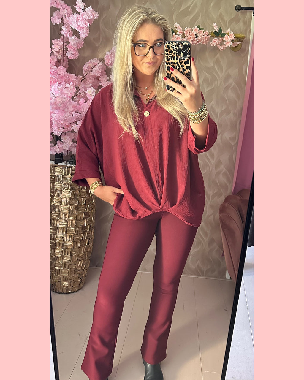 PLOOIEN BLOUSE BORDEAUX • AANBIEDING