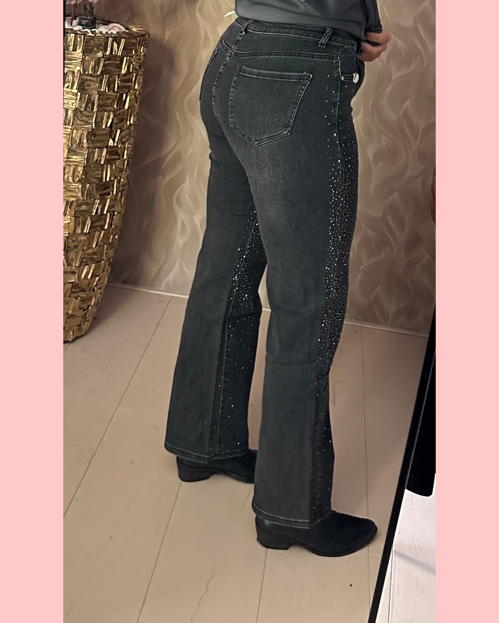 STRASS JEANS GRIJS • SKJ989-3 • AANBIEDING