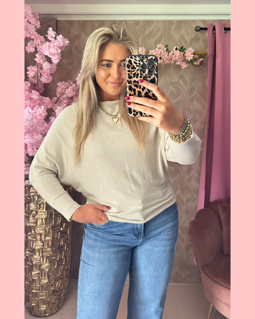 GLITTER VLEERMUIS TRUI BEIGE • AANBIEDING