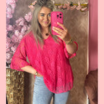 KANTEN BLOUSE ROZE “𝐊𝐍𝐀𝐋𝐋𝐄𝐑” AANBIEDING