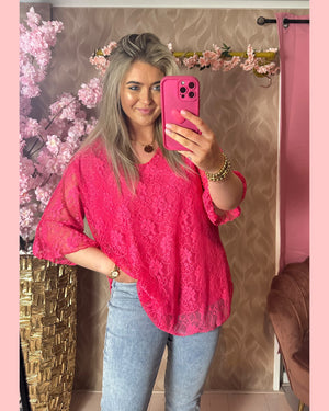 KANTEN BLOUSE ROZE “𝐊𝐍𝐀𝐋𝐋𝐄𝐑” AANBIEDING