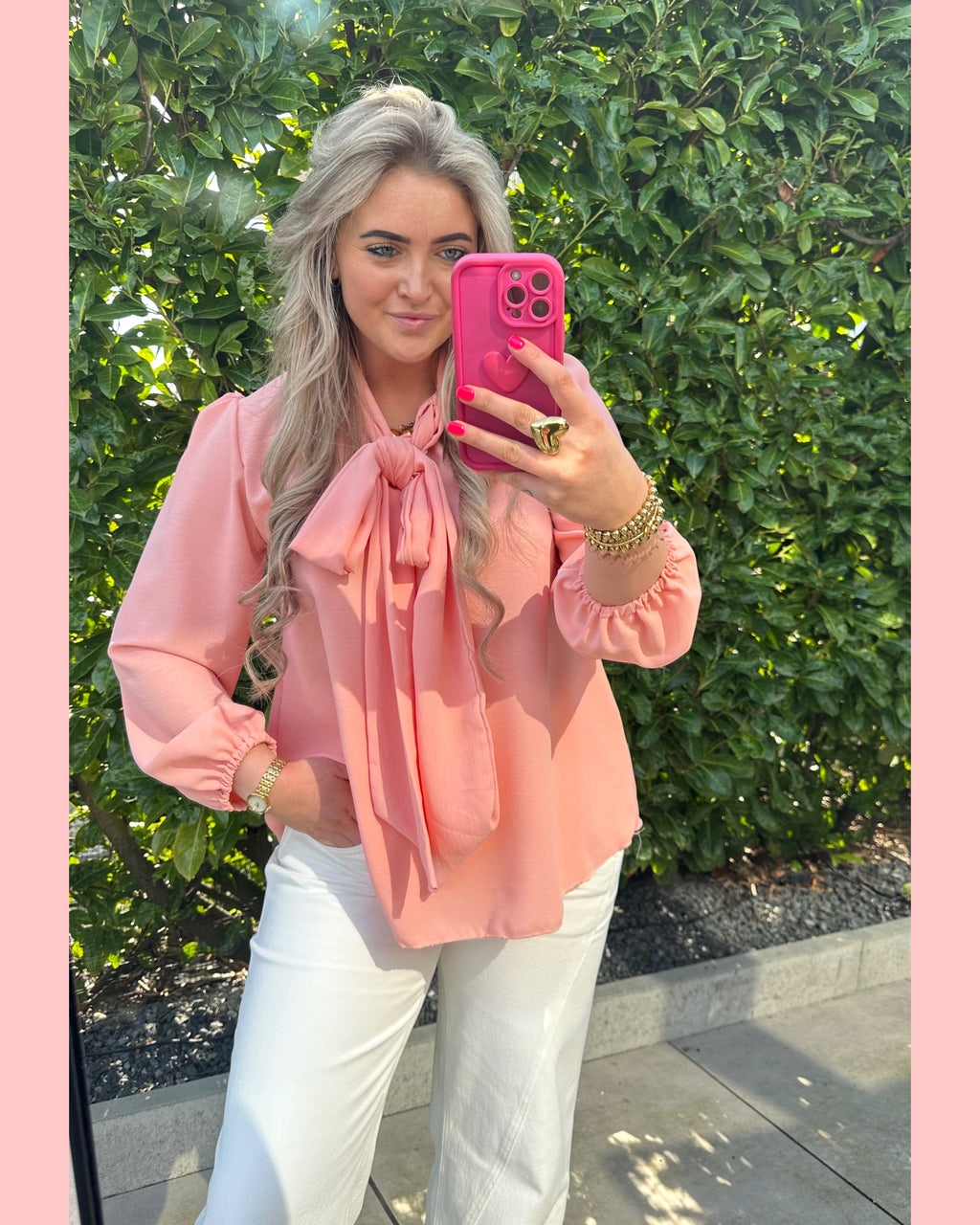 BLOUSE MET STRIK PEACH 🌞 AANBIEDING