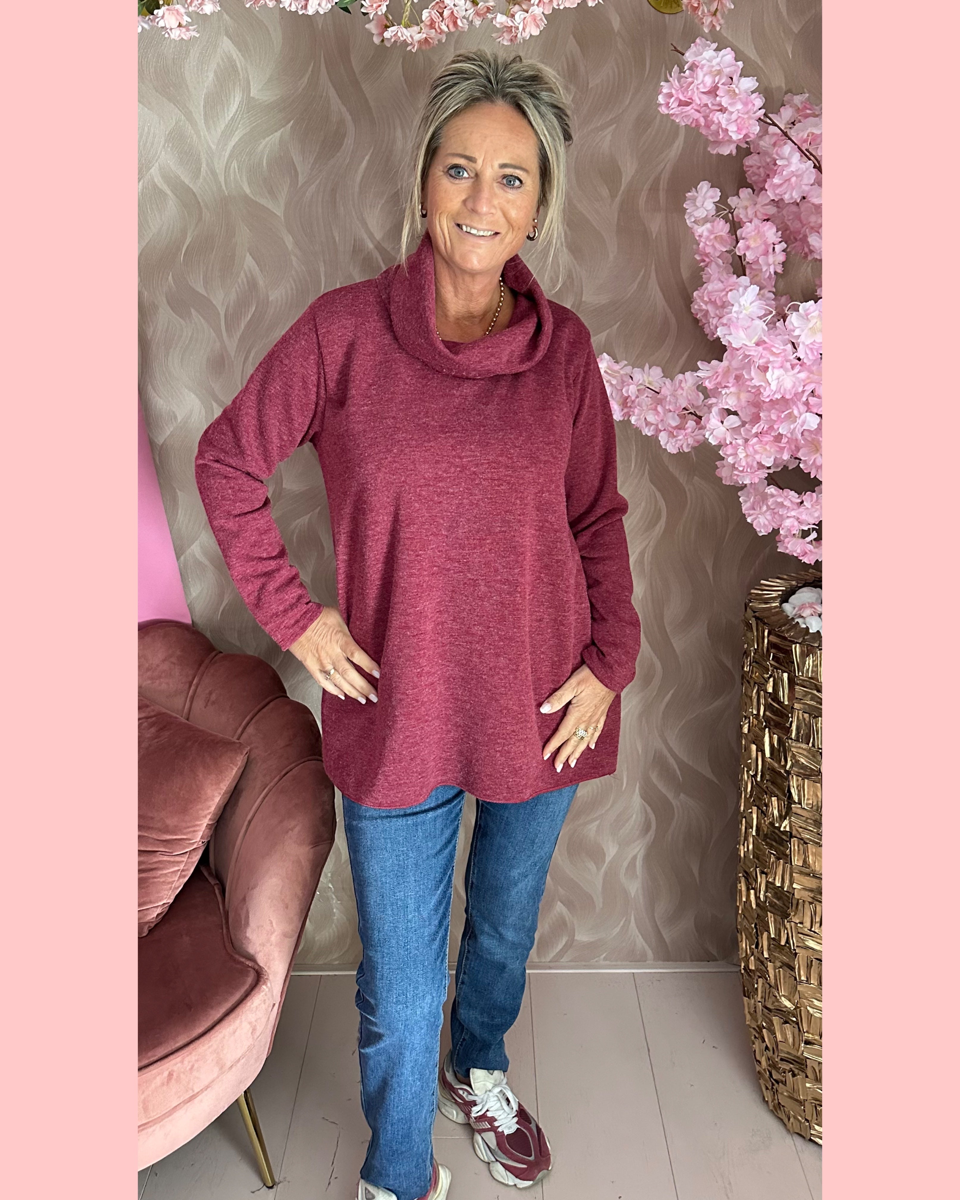 LOSSE COL SWEATER BORDEAUX •• AANBIEDING