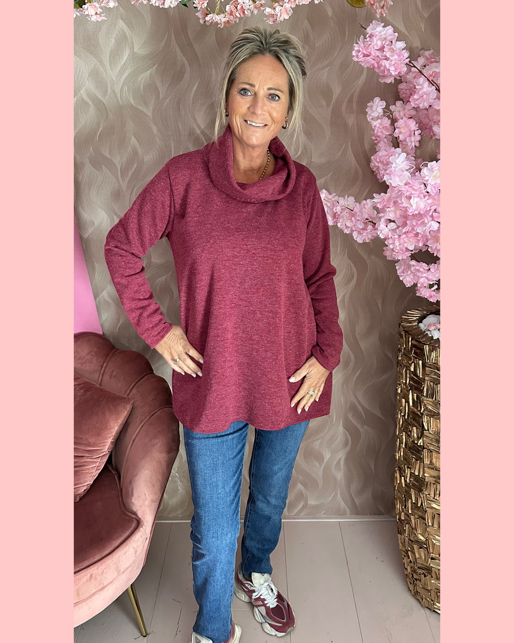 LOSSE COL SWEATER BORDEAUX •• AANBIEDING