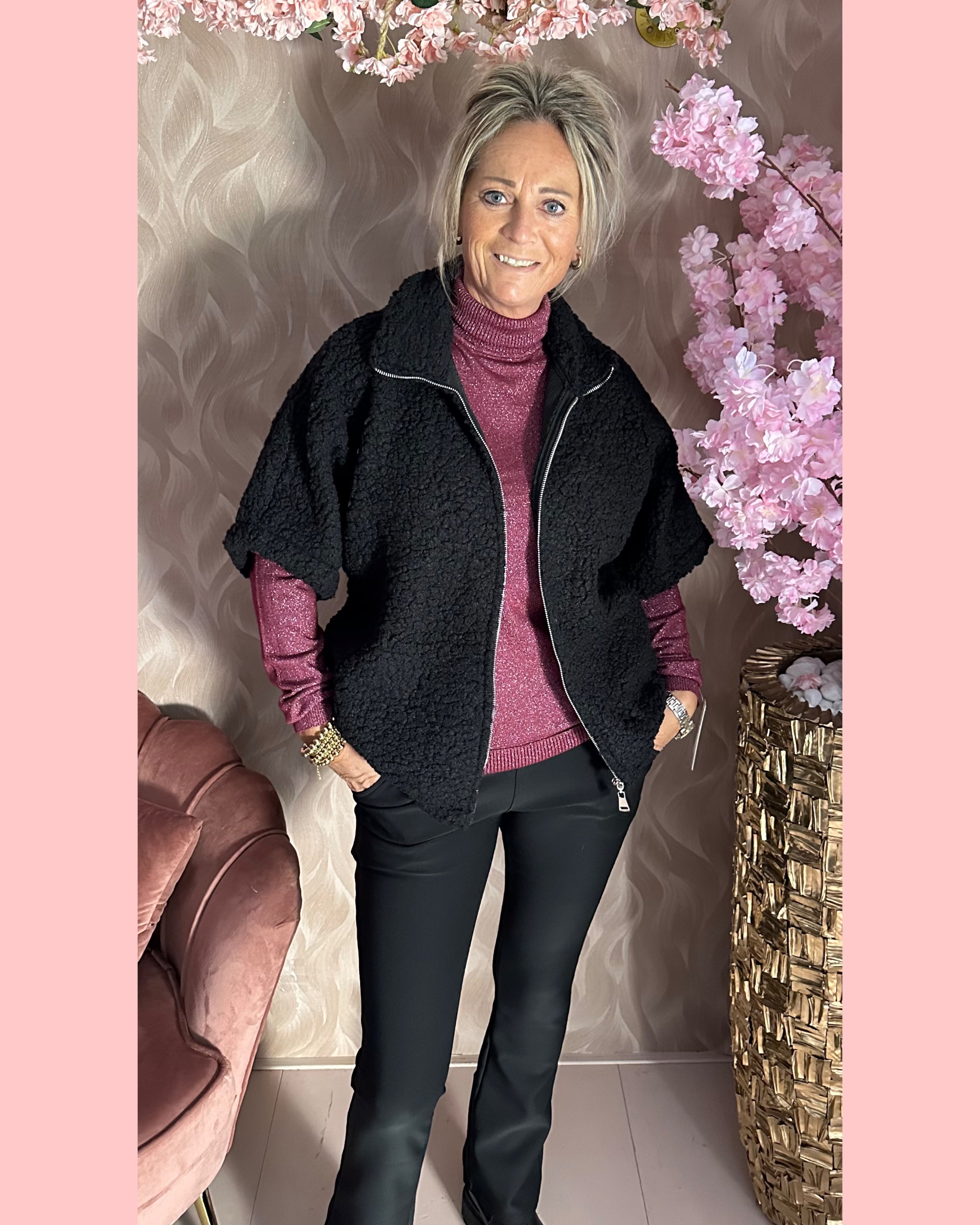 BODYWARMER TEDDY ZWART