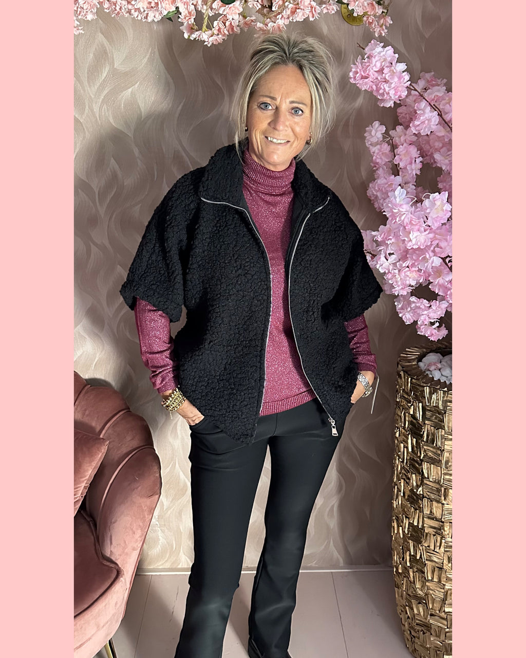 BODYWARMER TEDDY ZWART