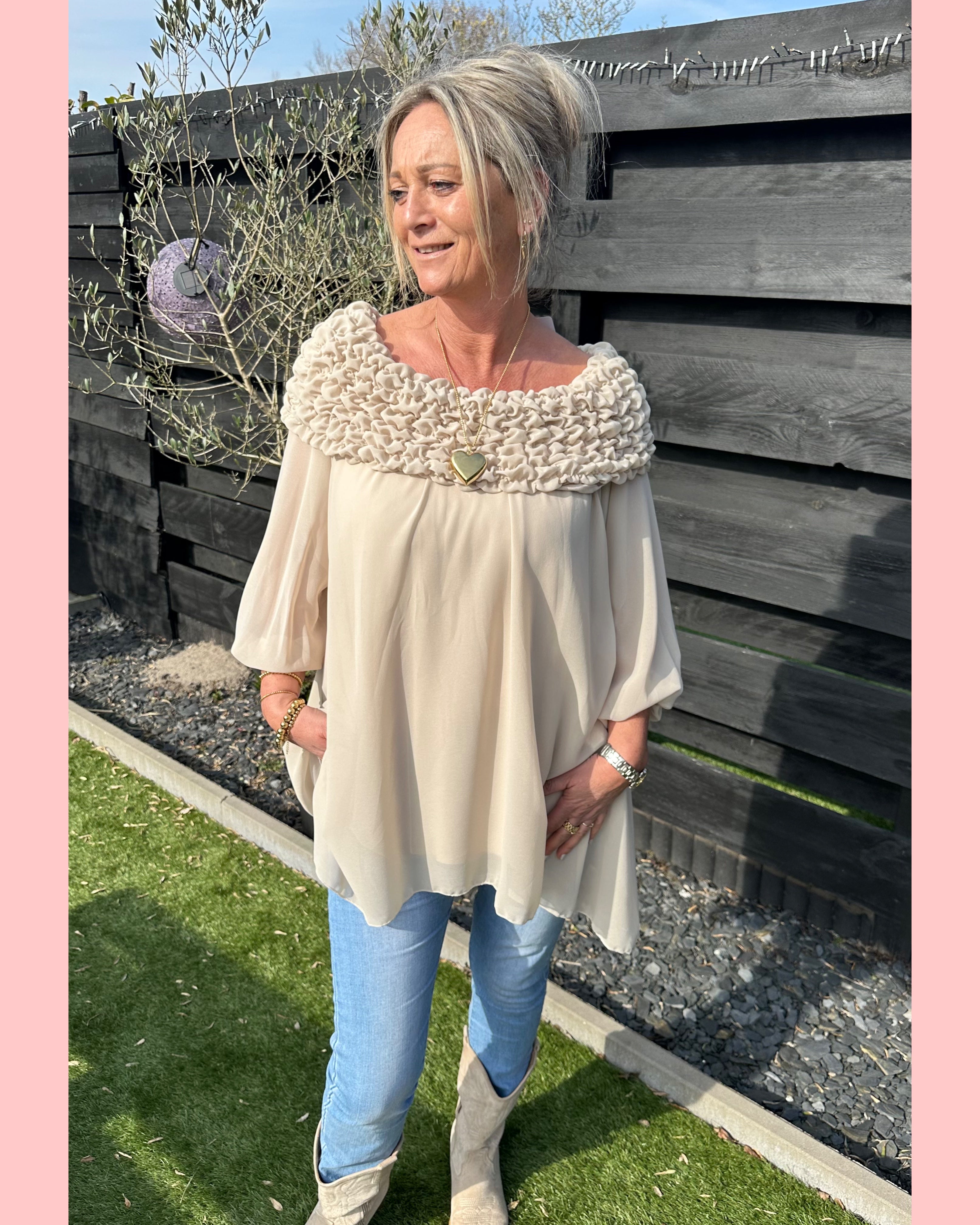 ROESJES PUNT BLOUSE BEIGE