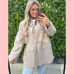 OVERSIZED CARGO BLAZER TAUPE