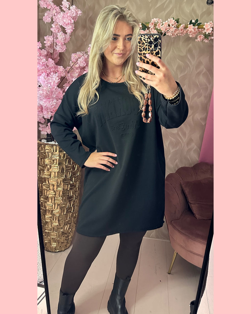 BROOKLYN SWEATER DRESS BLACK •• AANBIEDING
