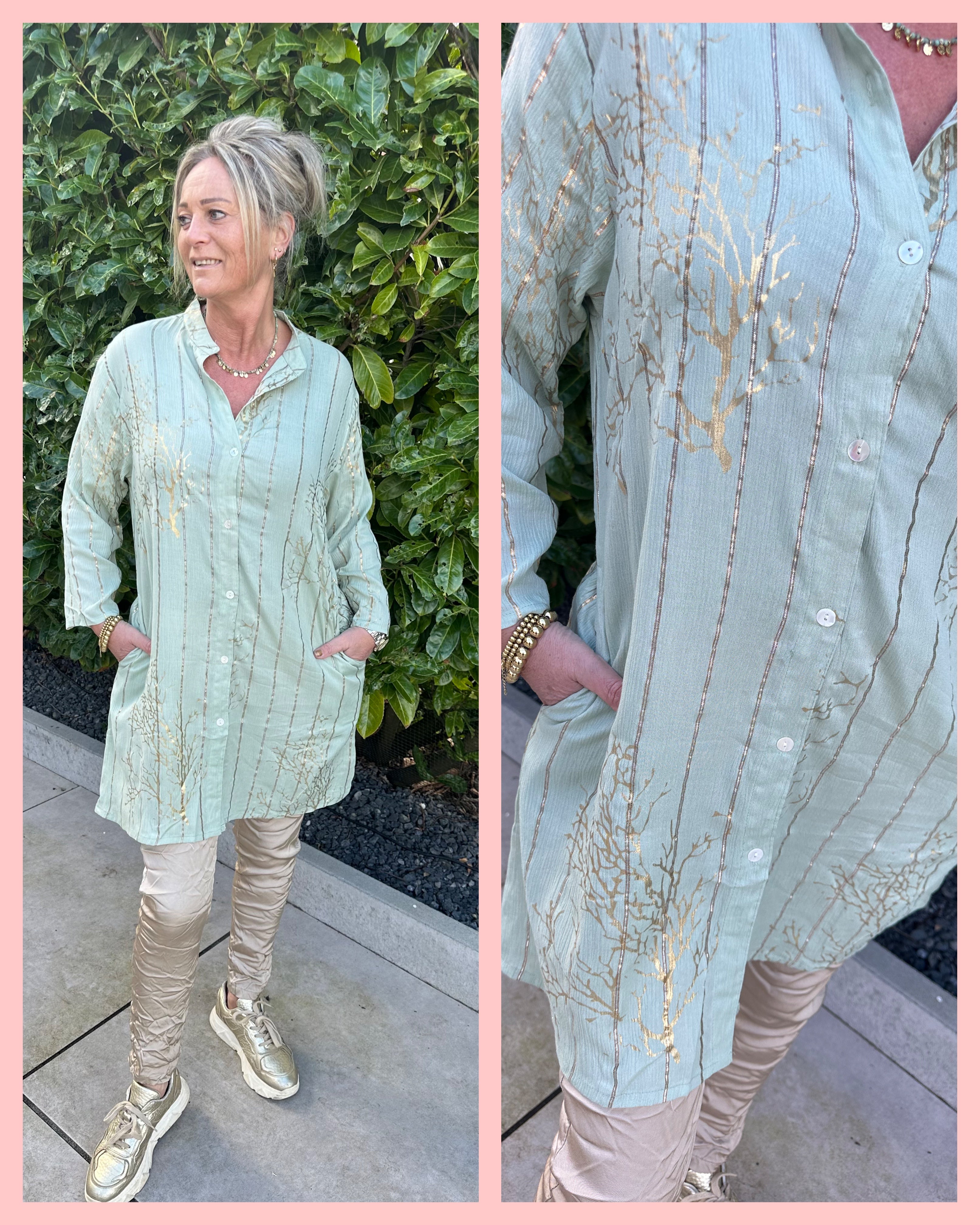 TREE OF LIFE BLOUSE GOLD/MINT ✨ 𝐀𝐀𝐍𝐁𝐈𝐄𝐃𝐈𝐍𝐆