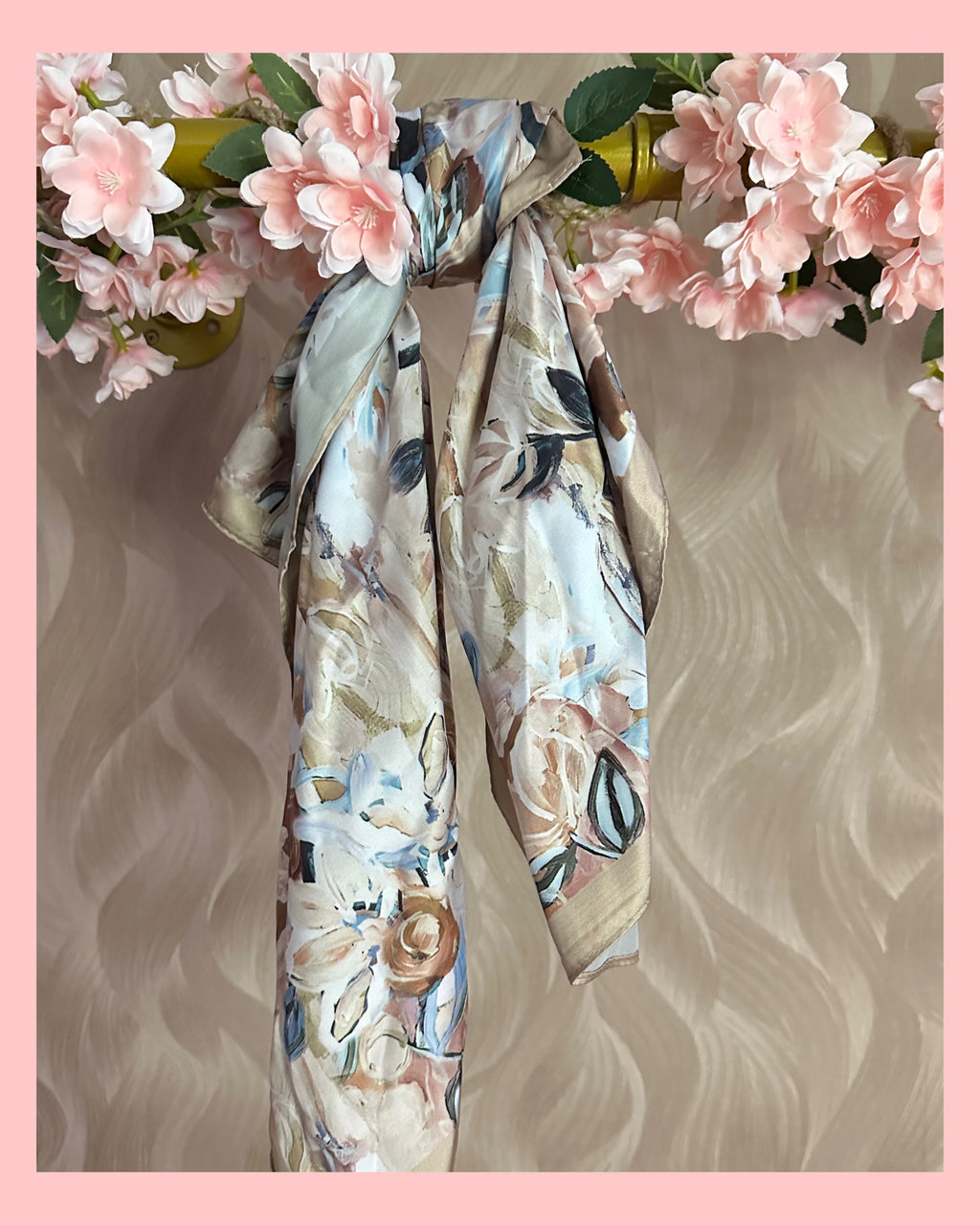 SATIJN SJAALTJE  TAUPE/BLAUW