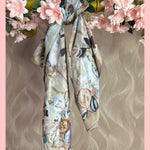 SATIJN SJAALTJE  TAUPE/BLAUW