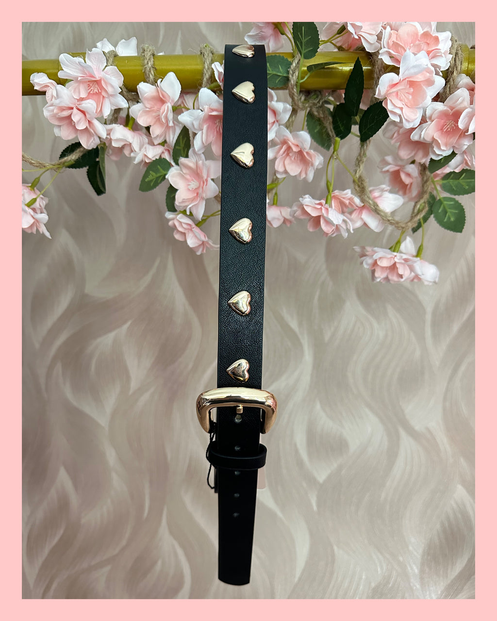 LEREN RIEM HARTJES ZWART/GOUD •• AANBIEDING