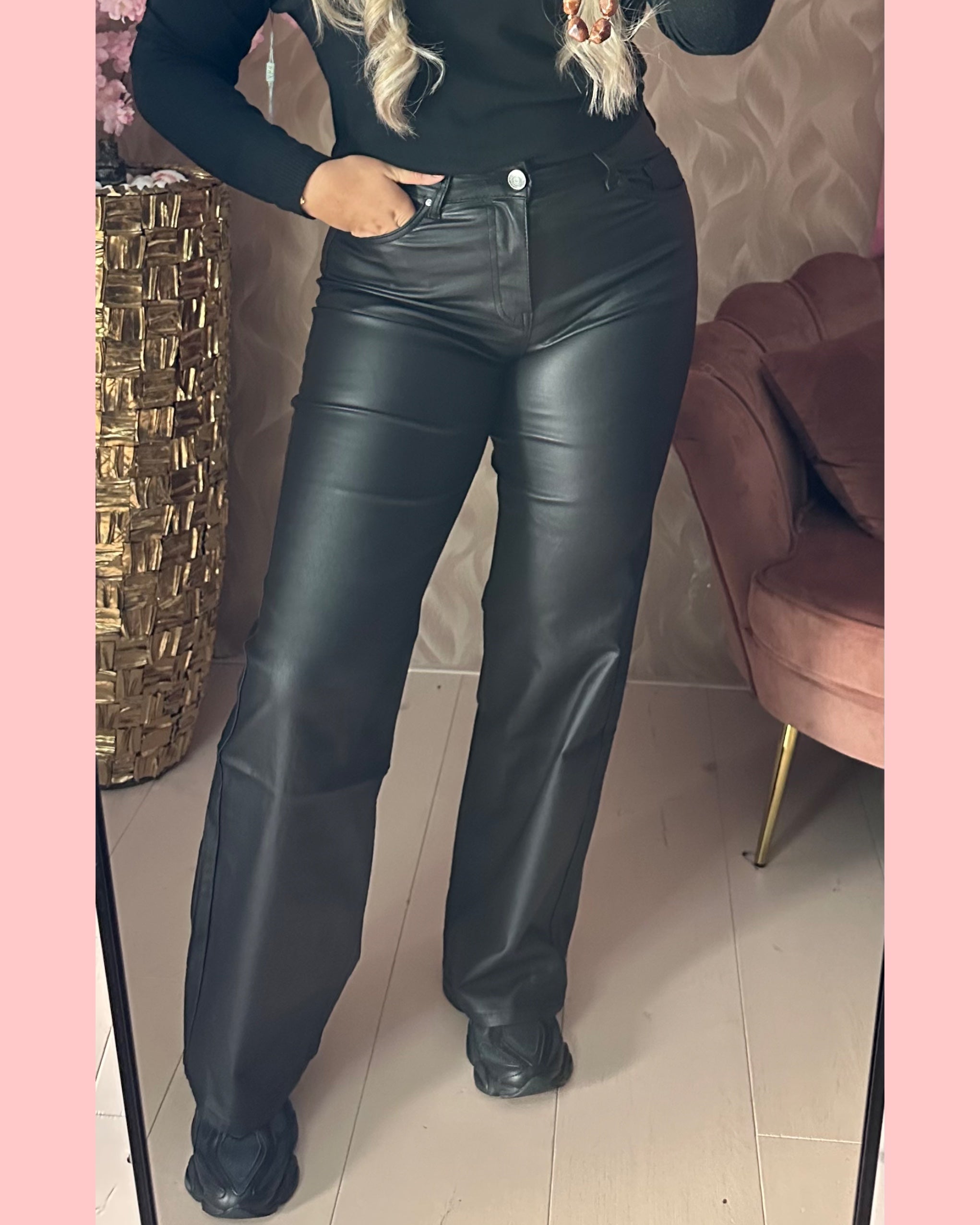 GOODIE WIDE LEG PU BLACK •• DJ2685 •• AANBIEDING