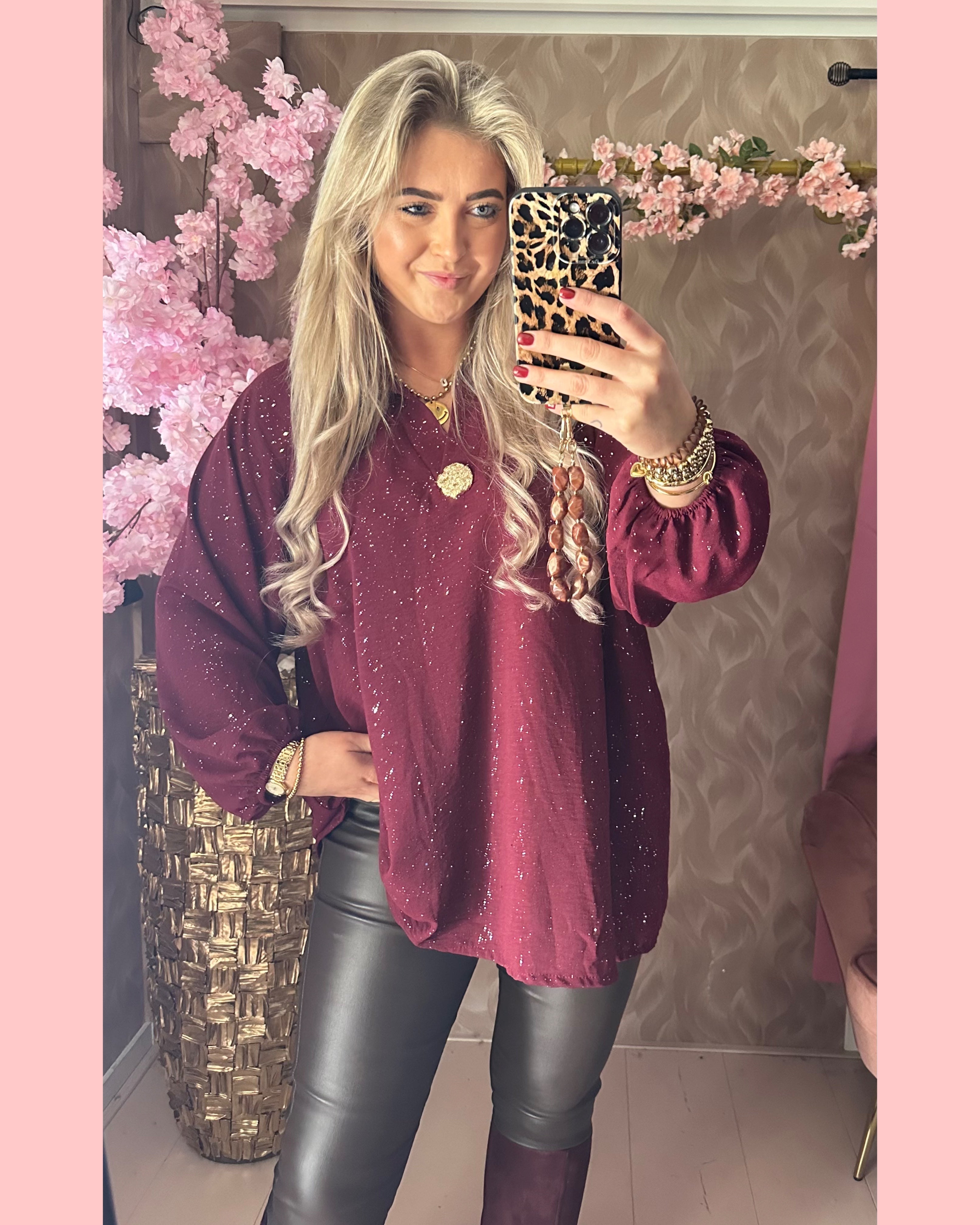 SPARKLE BLOUSE 2.0 BORDEAUX ✨❤️ AANBIEDING