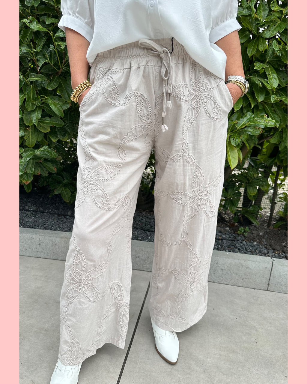 BRODERIE BROEK BEIGE