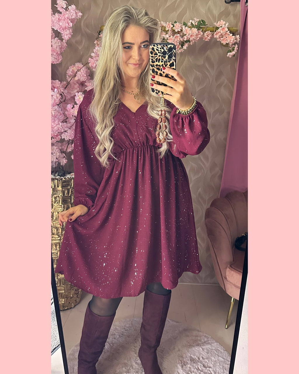 SPARKLE FLAKE DRESS •• BORDEAUX