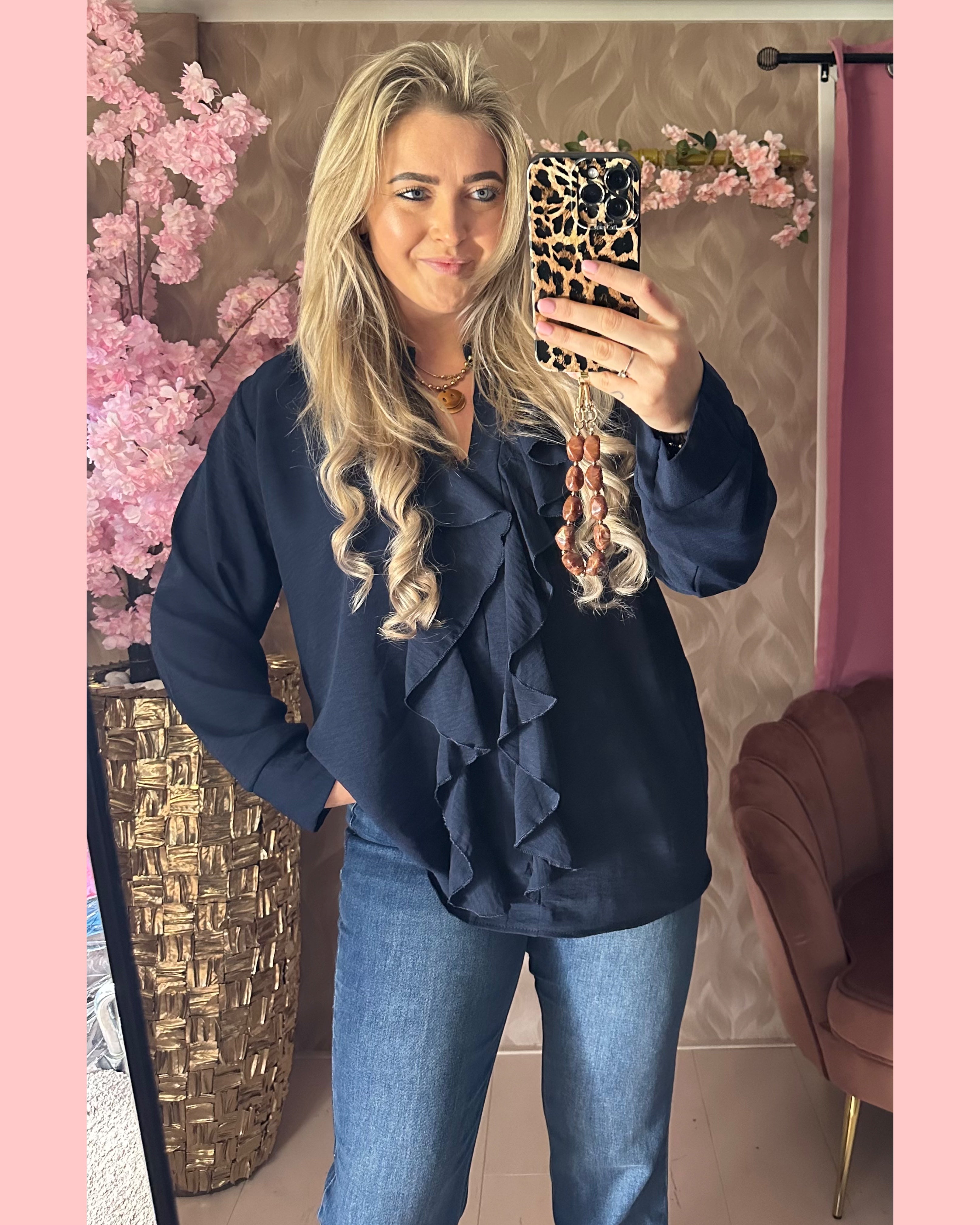 RUSHES BLOUSE V HALS NAVY • AANBIEDING