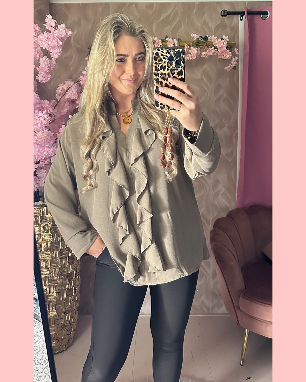 RUSHES BLOUSE V HALS TAUPE • AANBIEDING