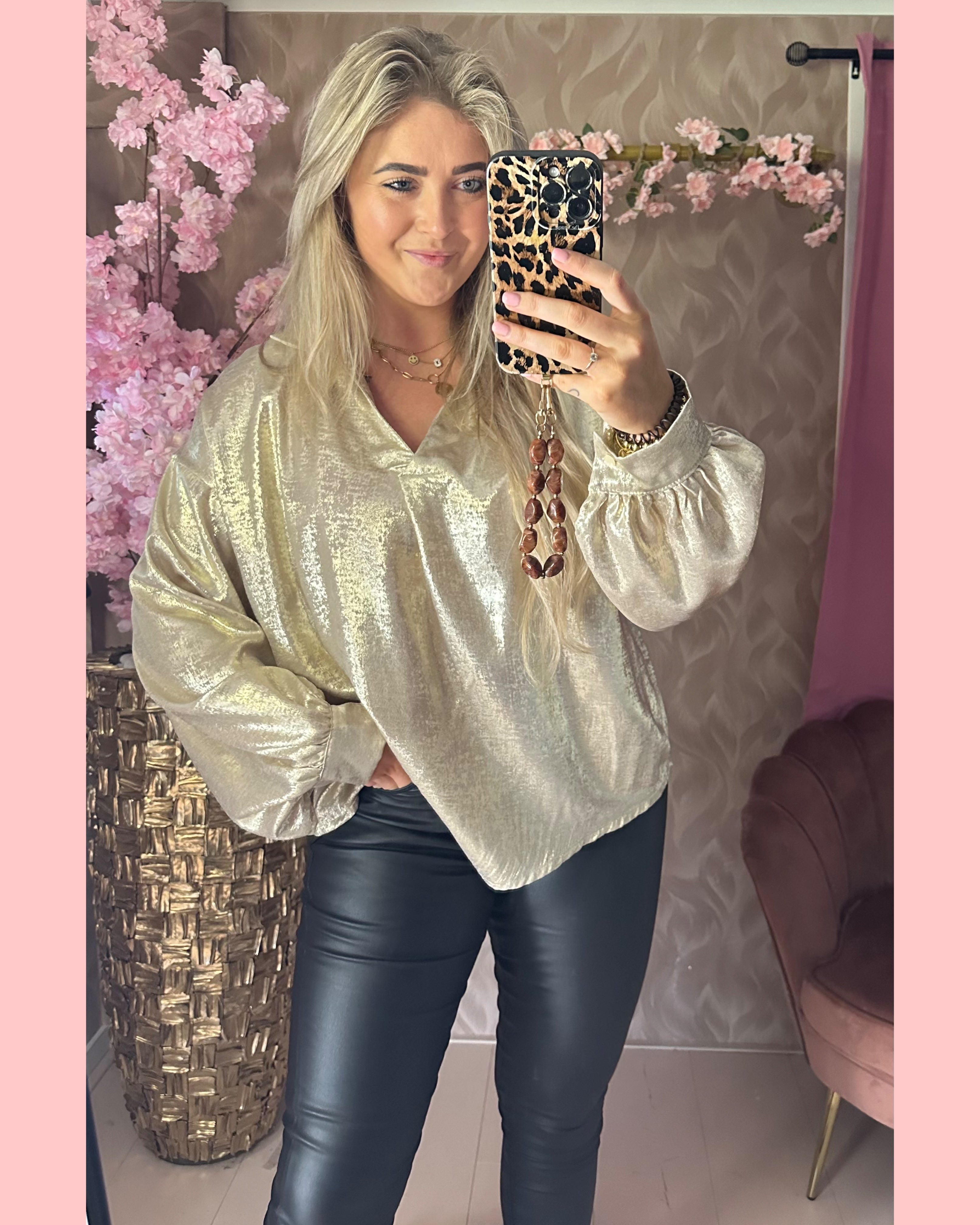 GLANS BLOUSE CHAMPAGNE • AANBIEDING