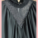 PAILLETTEN V HALS VLINDER BLOUSE ZWART