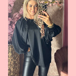 SATIN BLOUSE 🖤 MOUW ZWART