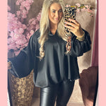 SATIN BALLON BLOUSE ZWART