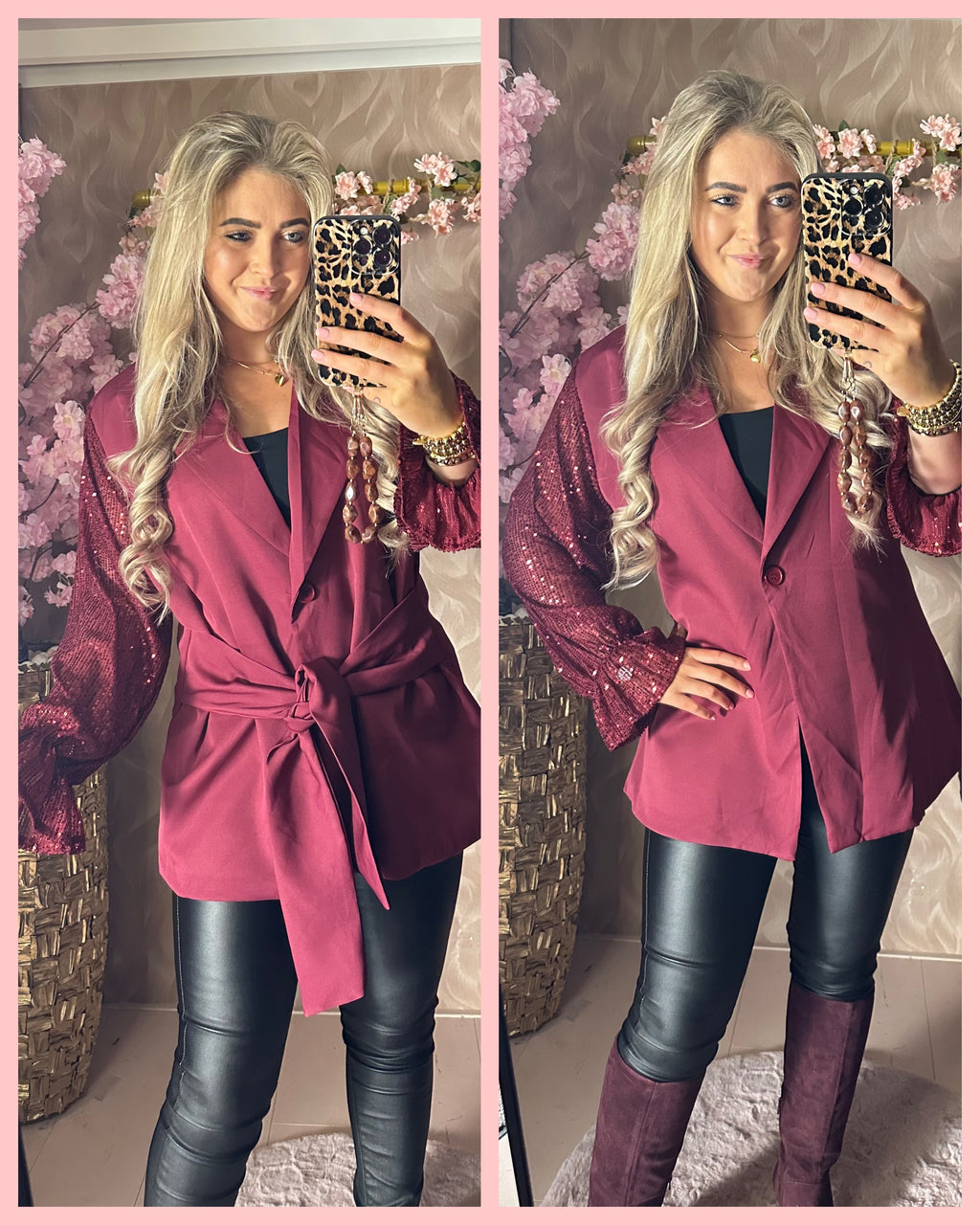 PAILLETTEN MOUW STRIK BLAZER BORDEAUX