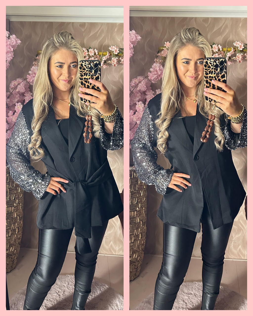 PAILLETTEN MOUW STRIK BLAZER ZWART