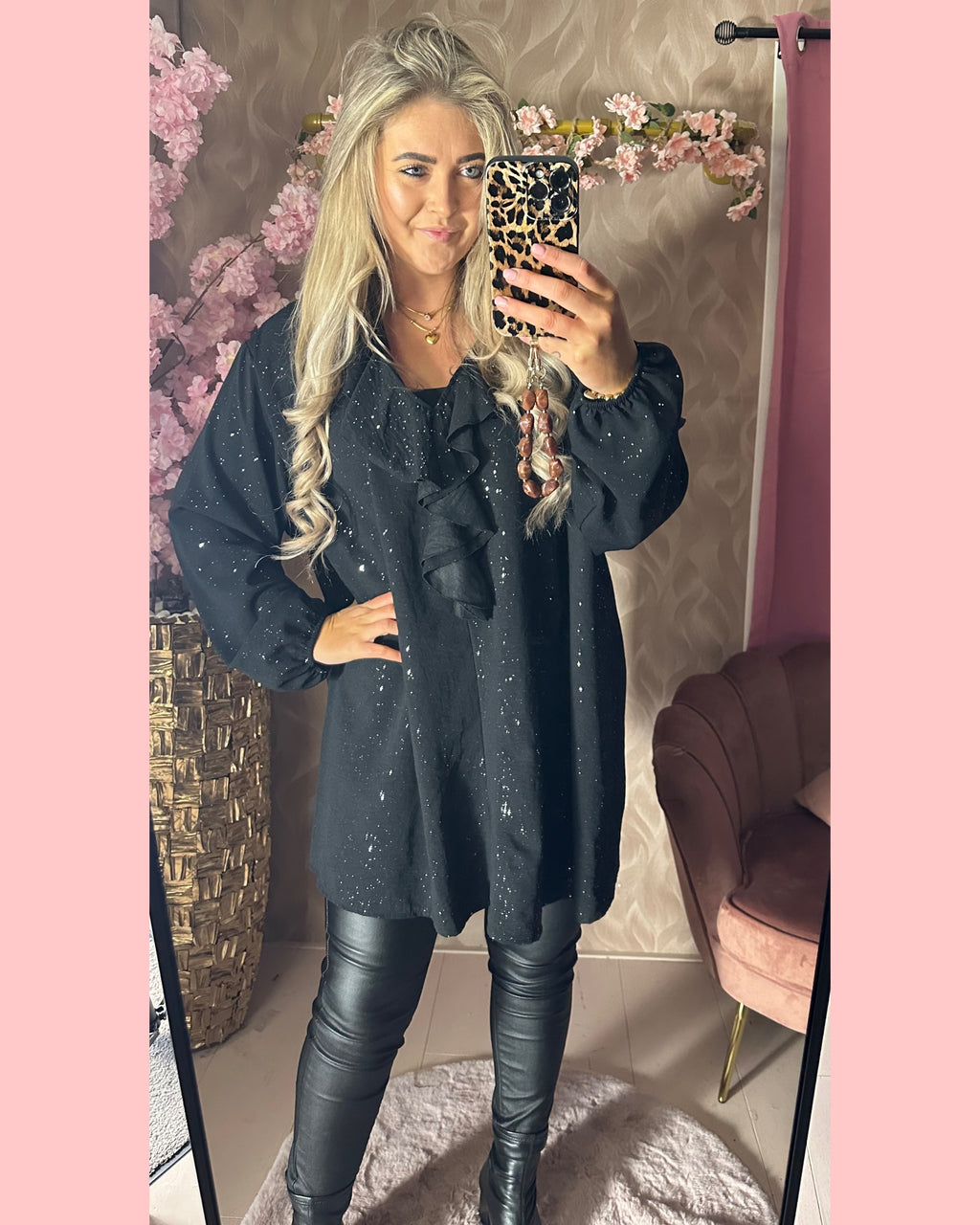 SPARKLE TUNIEK MET ROES ZWART
