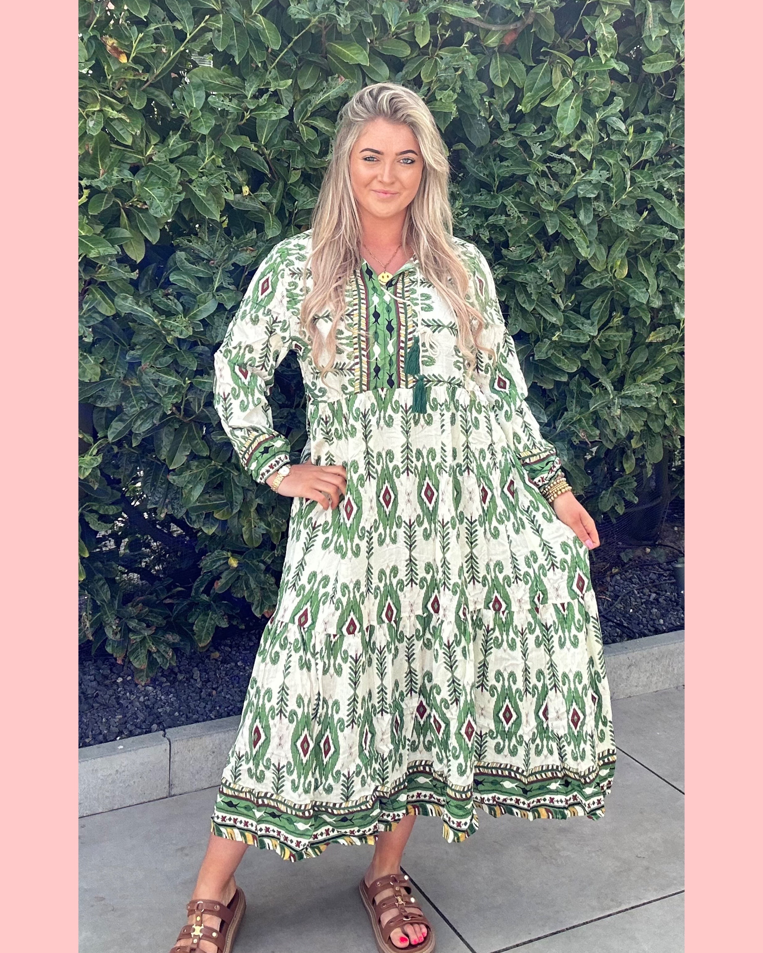COTTON DRESS •• GROEN •• AANBIEDING