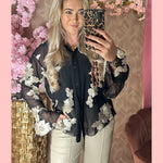 CHAMPAGNE FLOWER MESH BLOUSE 🌸 𝐀𝐀𝐍𝐁𝐈𝐄𝐃𝐈𝐍𝐆