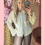 CHAMPAGNE FLOWER MESH BLOUSE CREME 🌸 𝐀𝐀𝐍𝐁𝐈𝐄𝐃𝐈𝐍𝐆